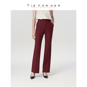 TieForHer安可拉红高级感职场通勤十二分阔腿裤 女