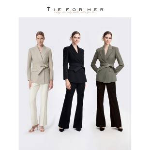 显瘦羊毛春夏外套西装 Oxford精英束腰 TieForHer 女 高圆圆款