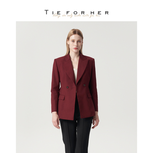 【高圆圆关晓彤同款】TieForHer Oxford创驳领束腰职场外套西装女