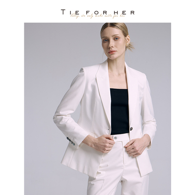 TieForHer Tzee9系列白色单排扣修身职场通勤西服西装职业套装女