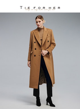 TieForHer WGC系列 早春双排H型羊毛羊绒高智老钱款大衣女