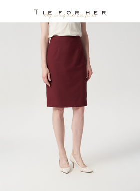 TieForHer York约克半裙 安可拉红极简职场勤显瘦一步半裙包臀裙