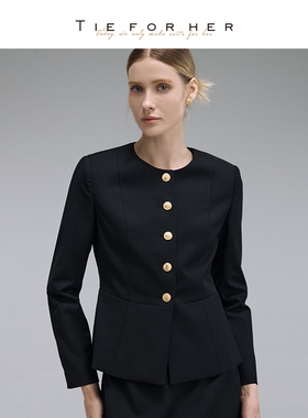 TieForHer Berkeley王妃外套 高智感圆领单排扣通勤西装短外套女