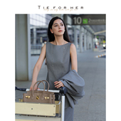 TieForHer IVY灰常显瘦裙 常春藤高知瑞秋裙通勤优雅复古连衣裙女