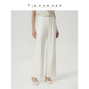TieForHer垂感修身 简约利落显瘦通勤日常百搭基础直筒微喇裤