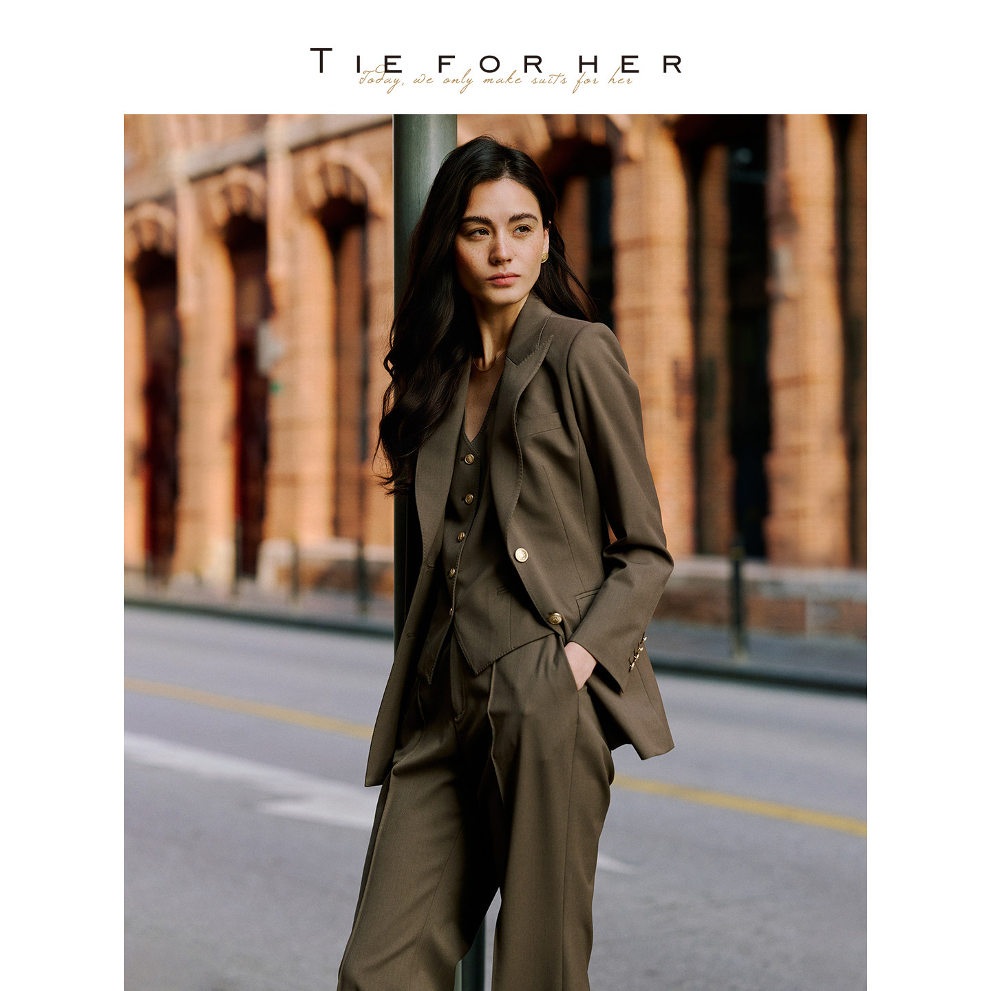 TieForHer 奢华286色号明星款暖茶棕职业正式气质西装西裤女新款