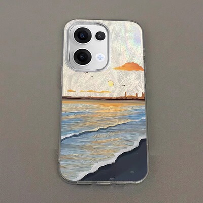 海边清晨适用于OPPOFINDX8手机壳K12X艺术RENO9PRO羽纱REALMEGT5