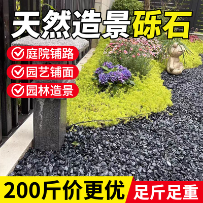 200斤深灰色水洗石日式庭院黑砾石园林铺路景观造景石装饰碎石子