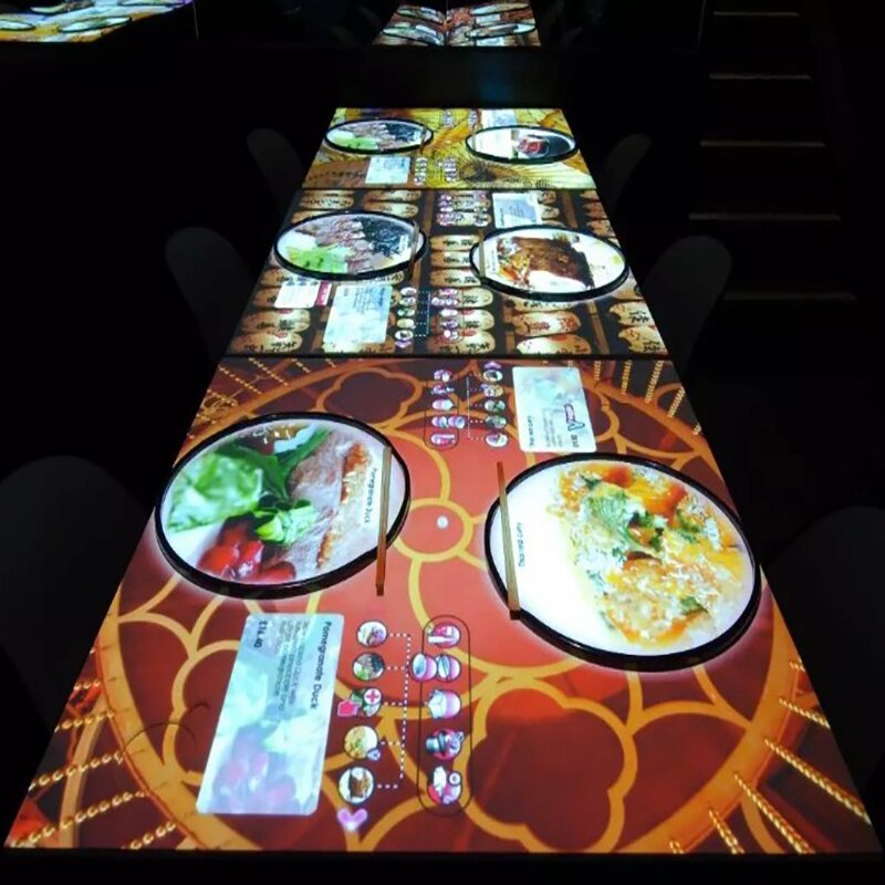 沉浸式全息5d餐桌投影餐厅互动投影互动桌面感官餐桌互动投影餐桌