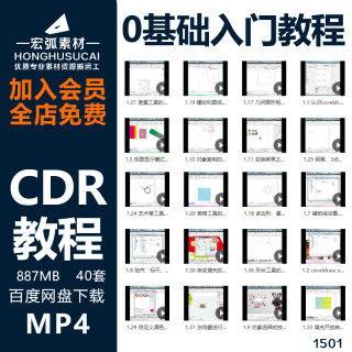 CDR教程自学视频教程平面广告设计矢量图绘制教学视频零基础入门