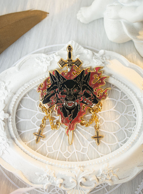 【月色星象】原创JK/DK小物金属仿珐琅徽章胸针【地y三头犬】现货