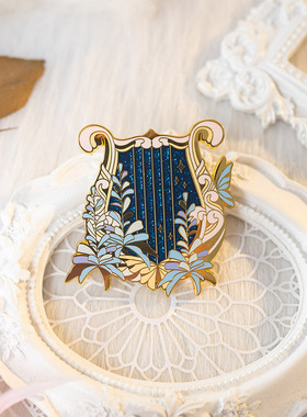 【月色星象】原创JK/DK小物金属珐琅徽章胸针【小竖琴】现货