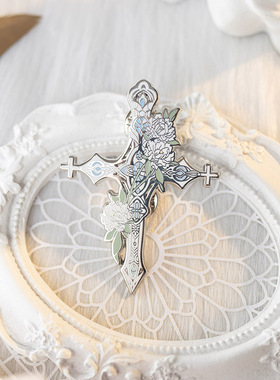 【月色星象】原创JK/DK小物金属珐琅徽章胸针【十字架-圣洁】现货