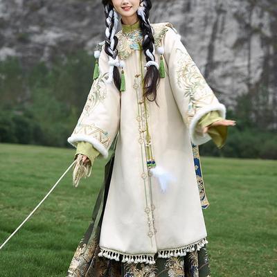 玉术【苍山暮雪】原创明制汉服女织金马面裙云肩重工刺绣冬款套装