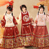 原创汉服圆领衣马面裙女日常改良冬款 玉术 神马一线 拜年服马年