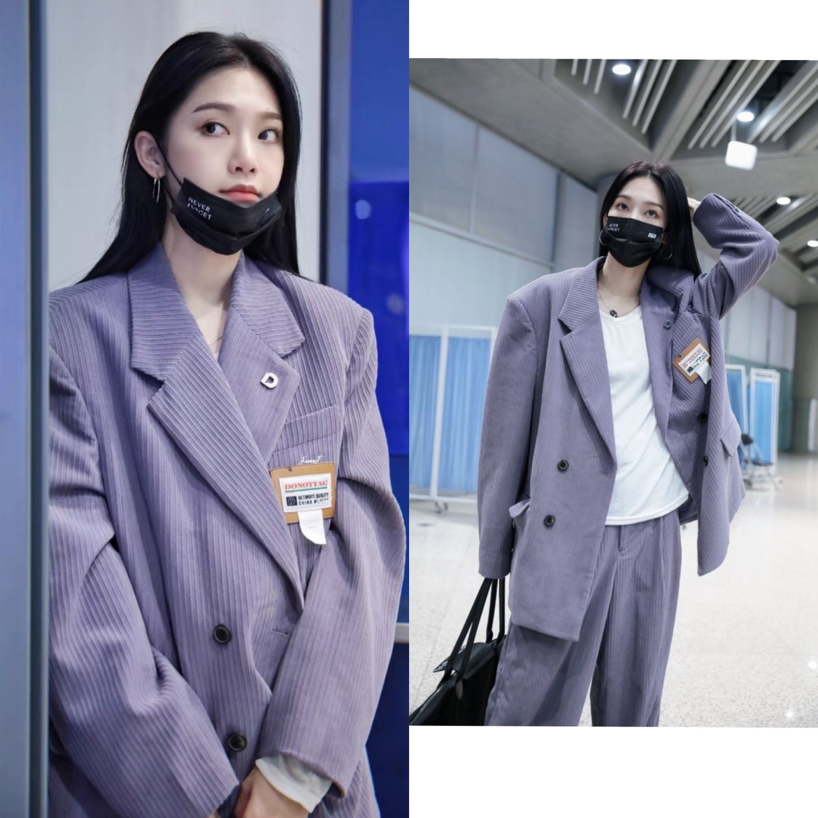 同款紫色灯芯绒西装外套女休闲潮