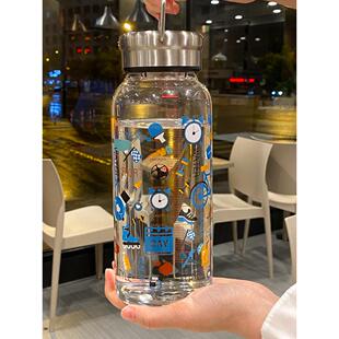 大容量玻璃杯1000ml超大水壶便携可爱耐高温ins家用男女水瓶大号