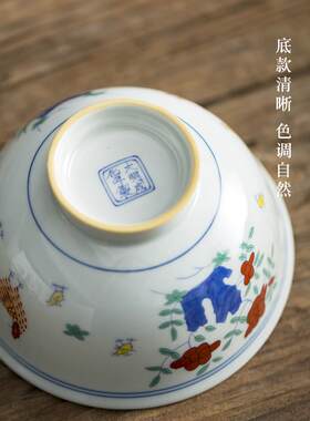 仿古大明成化制斗彩鸡缸杯饭碗家用吃饭陶瓷碗餐具公鸡碗送礼礼品