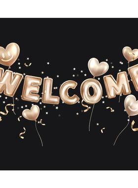 welcome英文贴纸店铺装饰品饭店超市商店营业橱窗布置UV静电贴膜