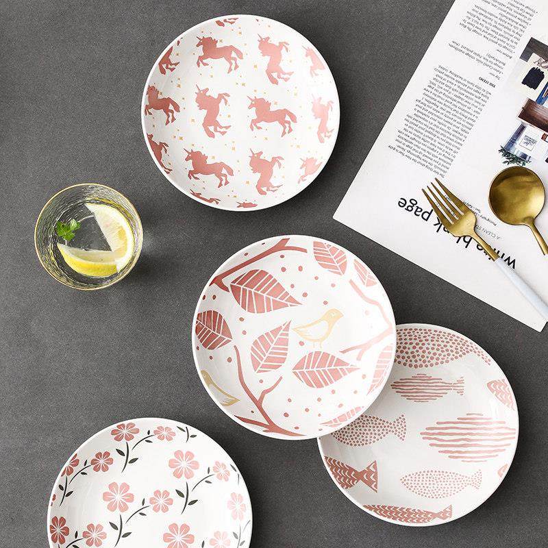 家用陶瓷盘子子釉下彩创意北欧水果盘西餐盘圆盘家用餐具汤饭菜碟,餐饮具,盘,淘宝优惠券,粉丝福利购,淘宝优惠卷