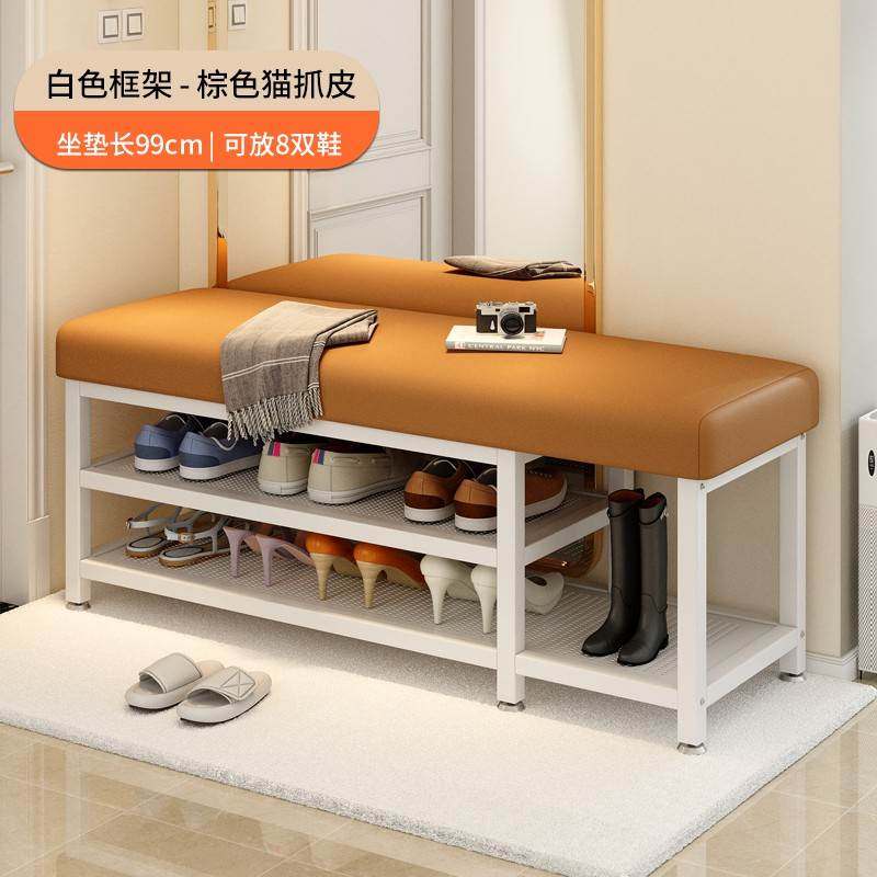 换鞋凳家用门口铁艺软包坐垫鞋架可坐穿鞋凳进门凳入户门鞋柜坐凳