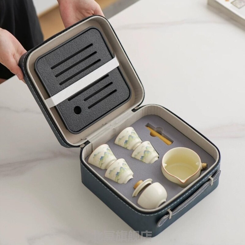 茶具外出携带包旋转自动泡茶壶功夫茶具套装户外旅行便携式懒人泡