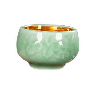 非匠建盏主人杯单杯青瓷木叶盏茶盏鎏金陶瓷茶杯功夫茶具品茗杯