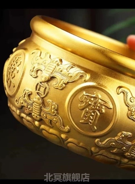 纯铜聚宝盆招财聚财摆件中式家居客厅玄关装饰工艺品大号铜缸米缸