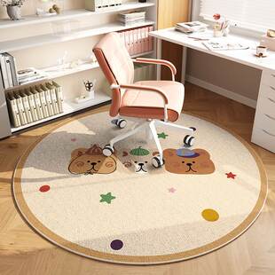 儿童写字椅地垫学习阅读区圆形卡通地毯免打理温馨房间布置脚垫子