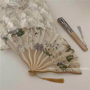 古风折扇水墨中国风汉服旗袍新中式随身便携折叠夏天小扇子舞蹈扇