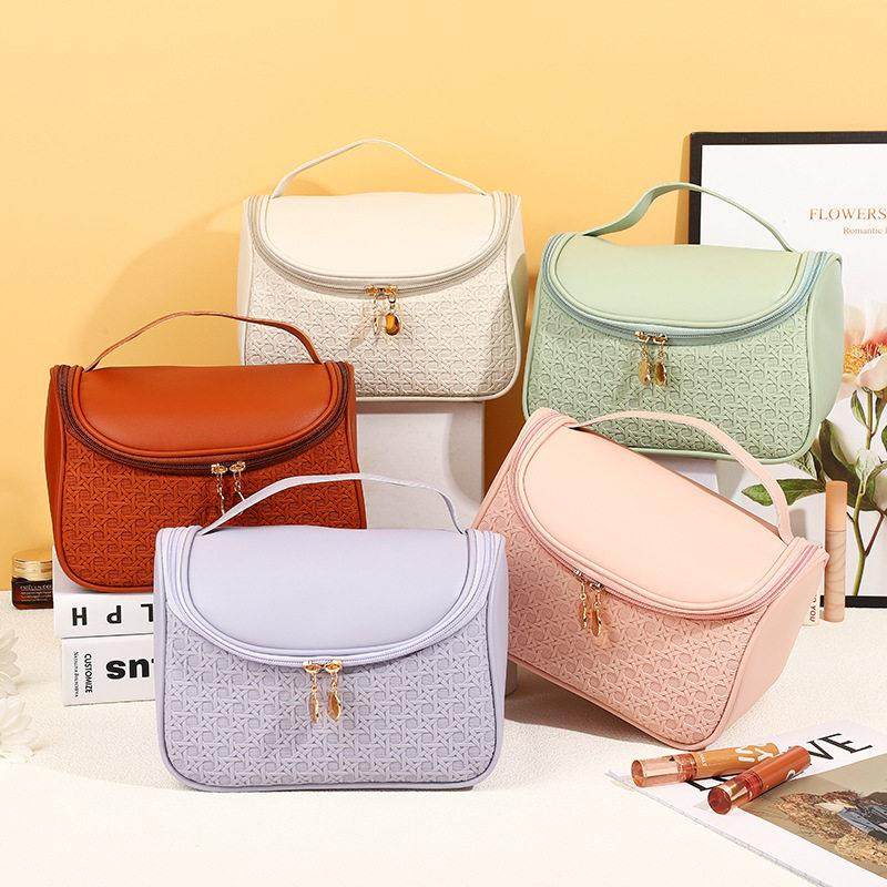 创意编织纹化妆包大容量PU皮化妆品收纳套装多巴胺彩色洗漱包,收纳整理,化妆包,淘宝优惠券,粉丝福利购,淘宝优惠卷