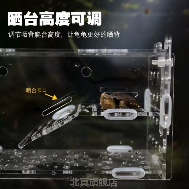 鱼缸内乌龟隔离盒乌龟发色盒鱼缸内亚克力悬浮晒台隔离盒吸盘孵化图片
