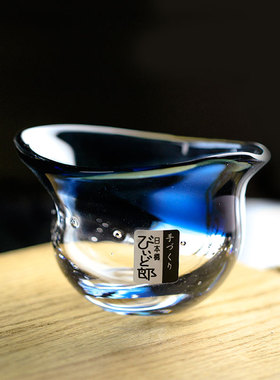 日式纯手作茶杯 江户硝子耐热玻璃酒杯创意品茗杯茶道ins风执耳杯