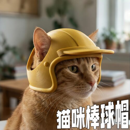 猫咪棒球帽3D打印可爱装饰猫猫安全帽搞笑配饰宠物用品搞怪头盔