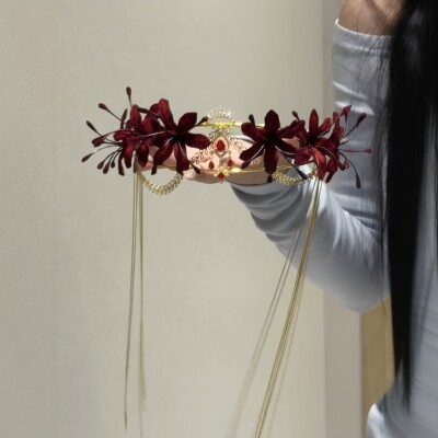 彼岸花桂冠高颜值发饰手工diy扭扭棒材料包曼珠沙华发冠拍照头饰