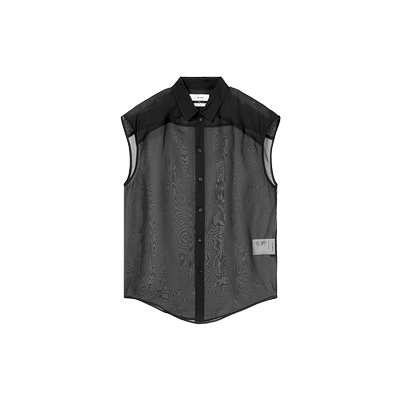 双U半透明无袖衬衫半透明