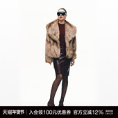 Unawares. 实穿主义复古狐狸短款 大翻领环保皮草外套