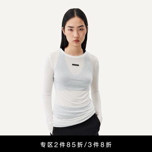 UNAWARES WARDROBE系列 舒适半透明圆领长袖上衣