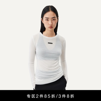 UNAWARES WARDROBE系列 舒适半透明圆领长袖上衣