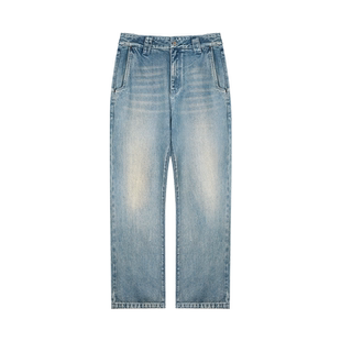 【张予曦同款】UNAWARES WARDROBE系列 猫须复古洗水牛仔阔腿长裤