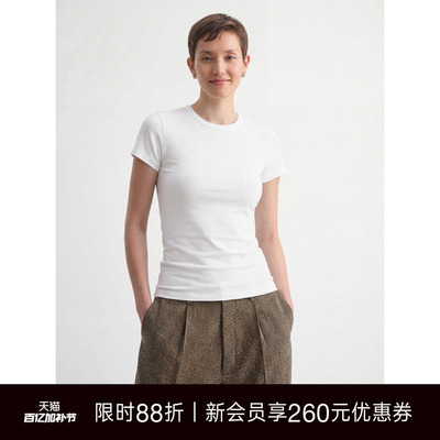 Unawares.圆领修身亲肤舒适T恤