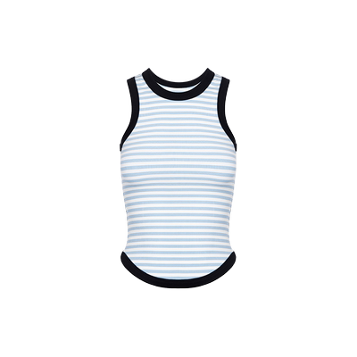 Unawares.条纹针织无袖背心 撞色拼接无袖修身内搭上衣女