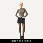 UNAWARES WARDROBE系列 双层腰头丝绒面质感mini半裙