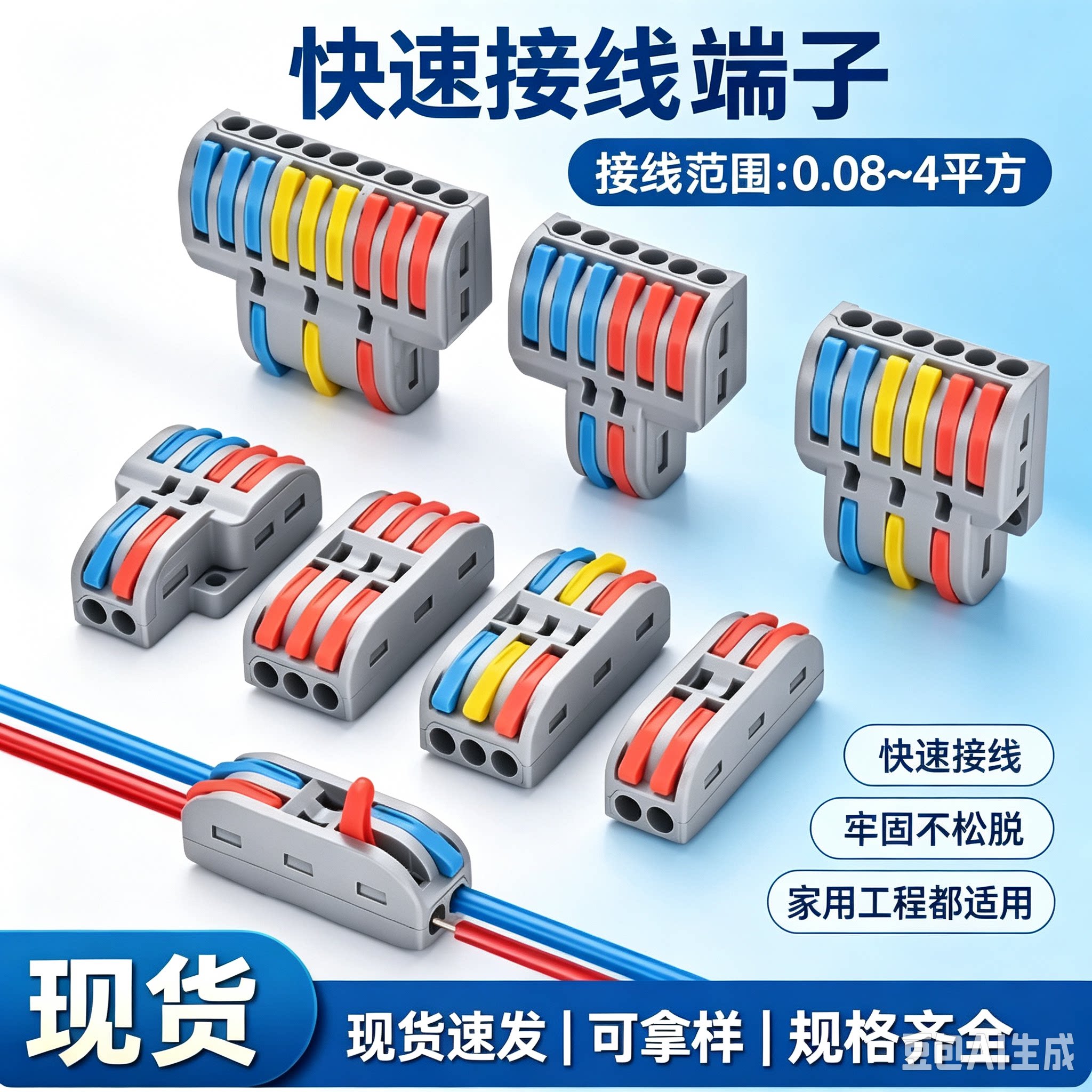 PCT-222二位接线端子按压式电线对接头 家装电工多功能并线连接器