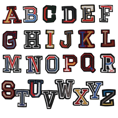 3D炫彩刺绣布贴彩色英文字母时尚修补贴衣服装饰绣花贴帽子商标