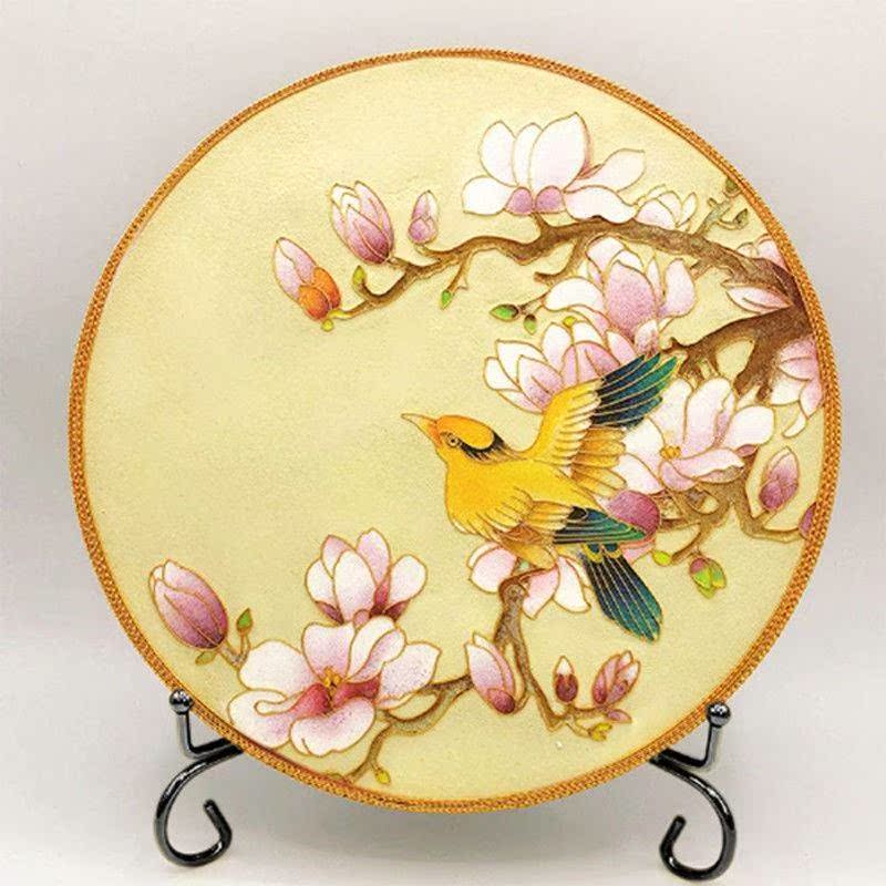 掐丝珐琅画锦鲤景泰蓝掐丝珐琅画套装客厅桌面摆台送架子祝