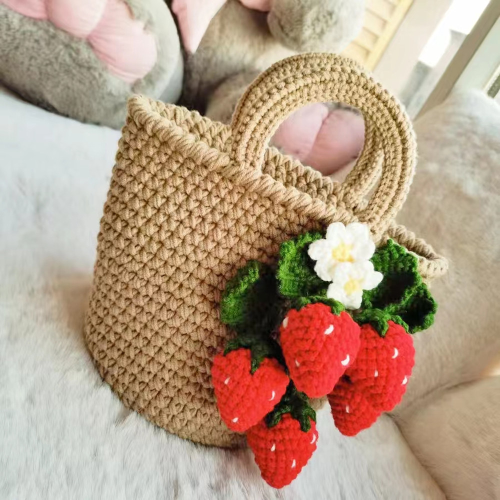 草莓菊花手工diy材料包毛线编织