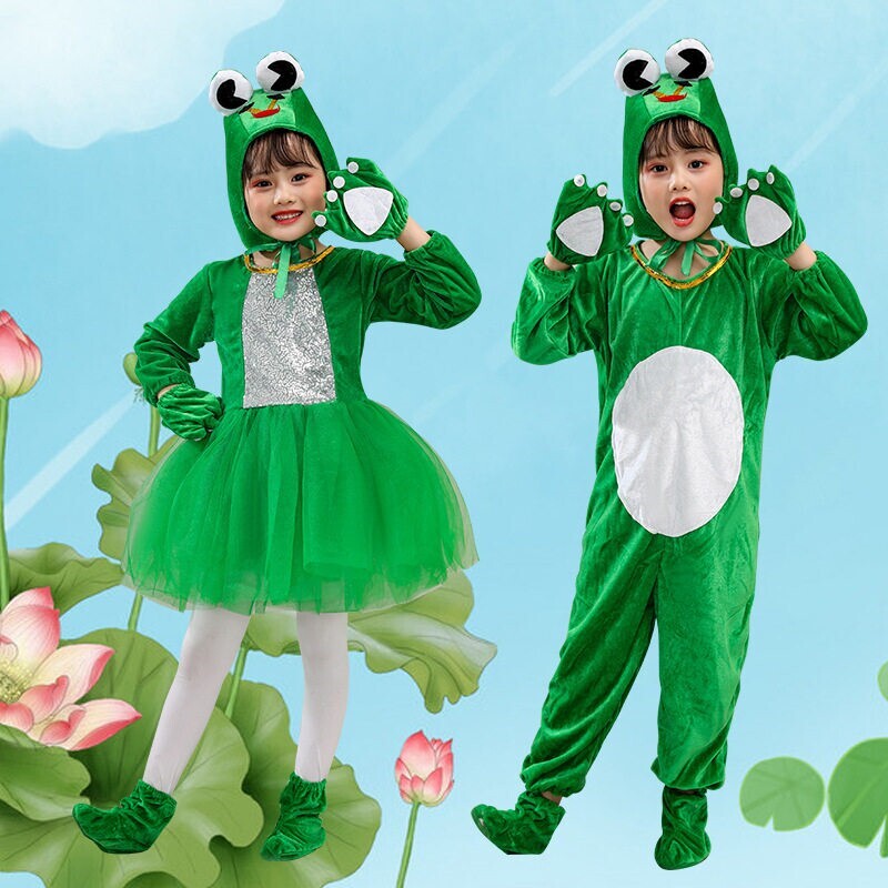 小青蛙演出服儿童小蝌蚪找妈妈短款卡通动物话剧动物服青蛙王子