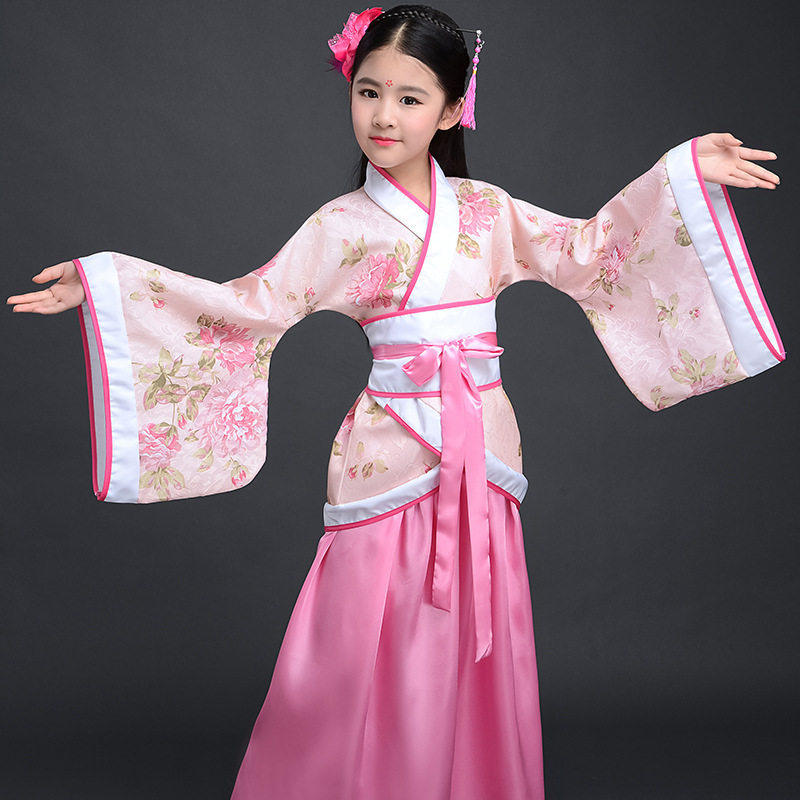 儿童古装女汉服唐装秦朝春秋战国三国贵妃服汉朝格格古代演出服装