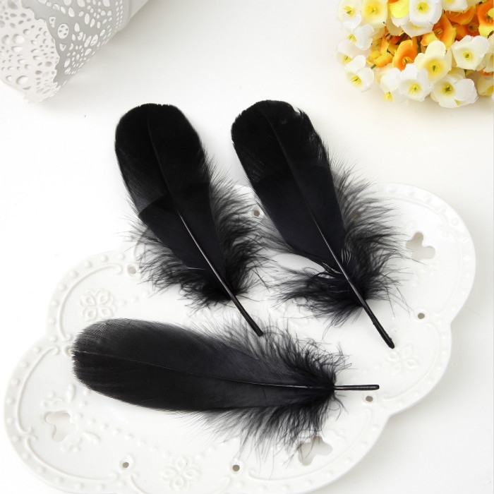 黑色羽毛diy材料长款头饰100根各种款式美术课程制作表演羽毛毛条